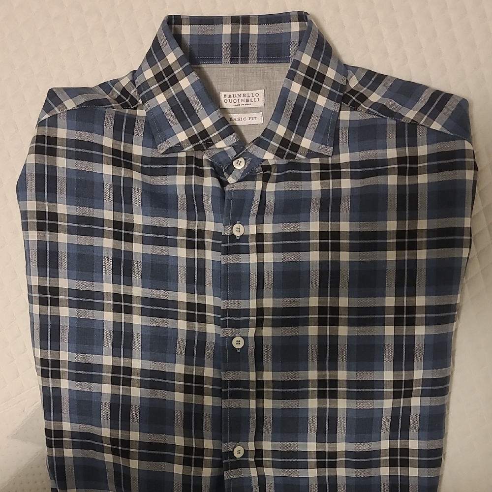 Brunello Cucinelli Blue Dress Shirt